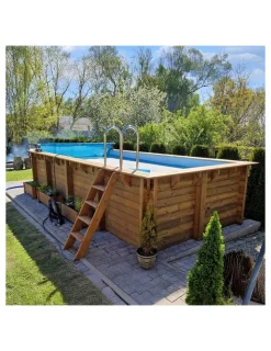 ALTANKA - Piscine en bois aqua 7x3,75 - h.1,45 m cadre en métal, sans dalle béton - bas7308ospu+sza - altanka