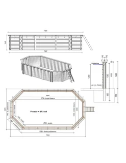 ALTANKA - Piscine en bois nemo 7,3x3,97 - h.1,45 m fixations à visser - bas7305ospl - altanka