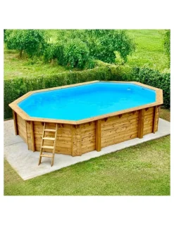 ALTANKA - Piscine en bois nemo 7,3x3,97 - h.1,45 m fixations à visser - bas7305ospl - altanka