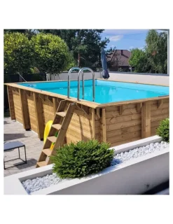 ALTANKA - Piscine en bois aqua 8,5x4,35 - h.1,45 m fixations à sceller - bas7309ospi - altanka