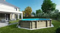 ALTANKA - Piscine en bois 6,57x4,07 - h.1,20 m fixations à sceller - bas748ospi - altanka