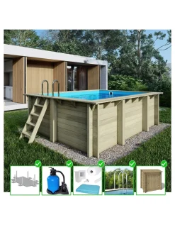 ALTANKA - Piscine en bois aqua 4,65x2,85 - h.1,24 m cadre en métal, sans dalle béton - bas7306ospu+sza - altanka