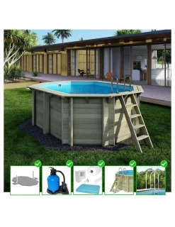 ALTANKA - Piscine en bois nemo 4,3x3 - h.1,31 m fixations à visser - bas7303ospl - altanka