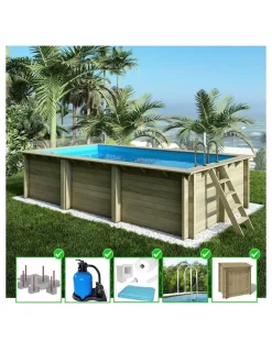 ALTANKA - Piscine en bois aqua 6,1x2,85 - h.1,31 m fixations à sceller - bas7307ospi+sza - altanka