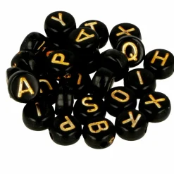 ARTEMIO - 600 perles alphabet noir/ doré