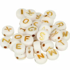 ARTEMIO - 600 perles alphabet blanc/ doré