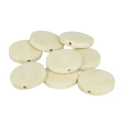 ARTEMIO - 18 perles en bois rondes plates 25 mm