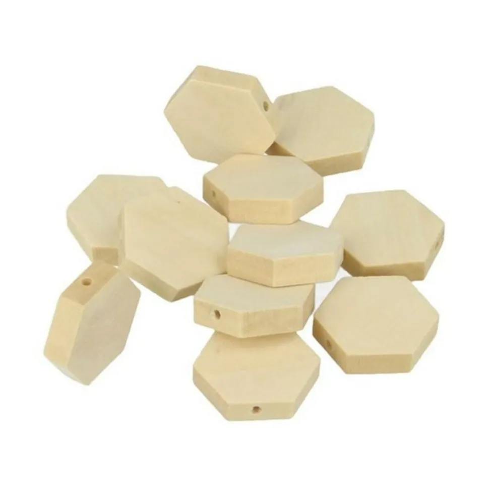 ARTEMIO - 15 perles en bois hexagonales 20 x 5 mm