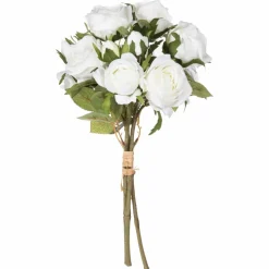 ATMOSPHERA - Bouquet artificiel de 14 roses - h. 40 cm - blanc