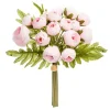 ATMOSPHERA - Bouquet de fleurs artificielles 18 mini camélias rose d. 17 x h. 26 cm