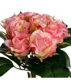 ATMOSPHERA - Bouquet de fleurs artificielles 9 roses d. 23 x h. 25 cm