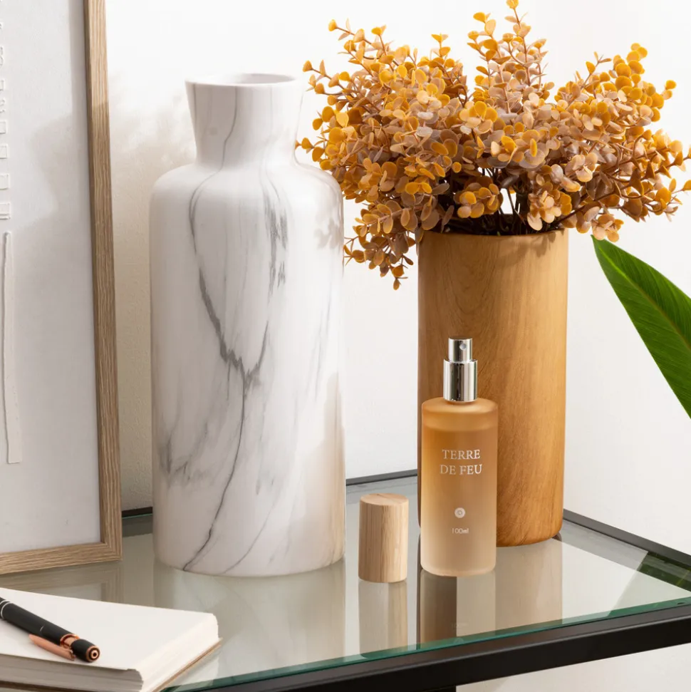 ATMOSPHERA CREATEUR D'INTERIEUR - Vase effet marbre "sao" céramique noir & blanc h30cm