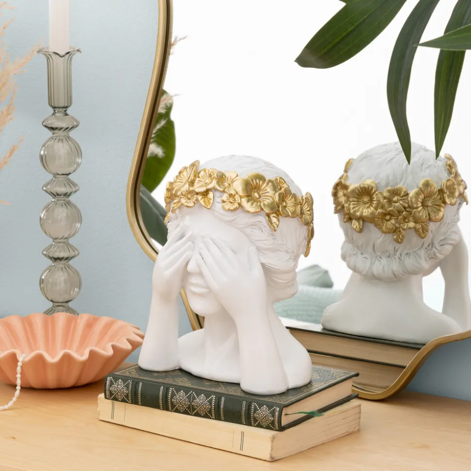 ATMOSPHERA CREATEUR D'INTERIEUR - Buste de femme "wild" résine blanc h22cm
