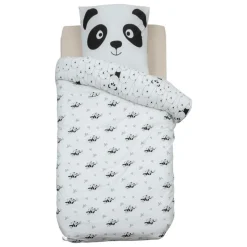 ATMOSPHERA CREATEUR D'INTERIEUR - Parure de lit 2 pièces enfant panda "andy" coton violet 140x200cm