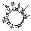 ATMOSPHERA CREATEUR D'INTERIEUR - Sticker "monde" - noir et blanc - 60x60 cm