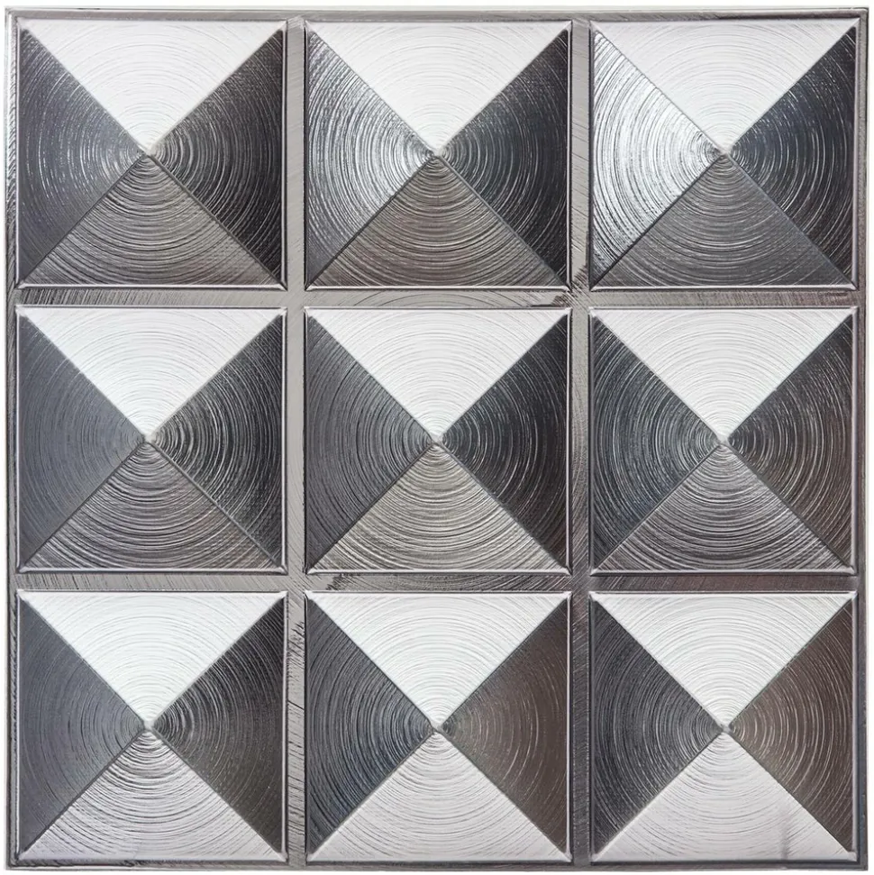 ATMOSPHERA CREATEUR D'INTERIEUR - Lot de 6 stickers - carrelage - argent - 30x30 cm