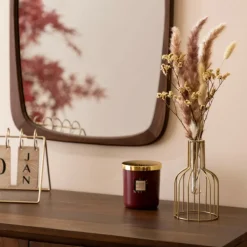 ATMOSPHERA CREATEUR D'INTERIEUR - Composition fleurs séchées automne métal doré rose h40cm