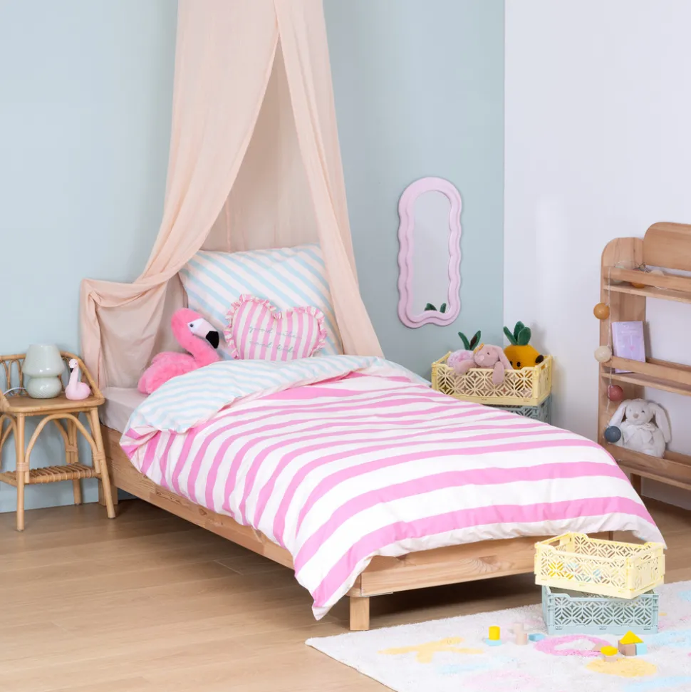 ATMOSPHERA CREATEUR D'INTERIEUR - Parure de lit 2 pièces enfant rayure "azel" coton violet 140x200cm