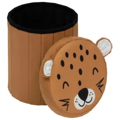 ATMOSPHERA CREATEUR D'INTERIEUR - Pouf-coffre enfant léopard pliant "anoki" orange d30x36cm