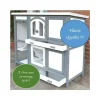 BB LOISIR - Cage clapier extérieur pour lapins 122x42,5x104 cm modèle- miette 081 gris-blanc