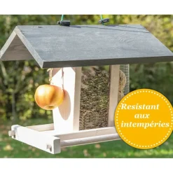 BB LOISIR - Mangeoire oiseaux extérieur à suspendre pour oiseaux sauvages pour jardin balcon distributeur de graines«324 cabane gris blanc»