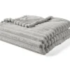 BEST MOBILIER - Arezzo - plaid - 200x140 cm - en fausse fourrure côtelé et velours