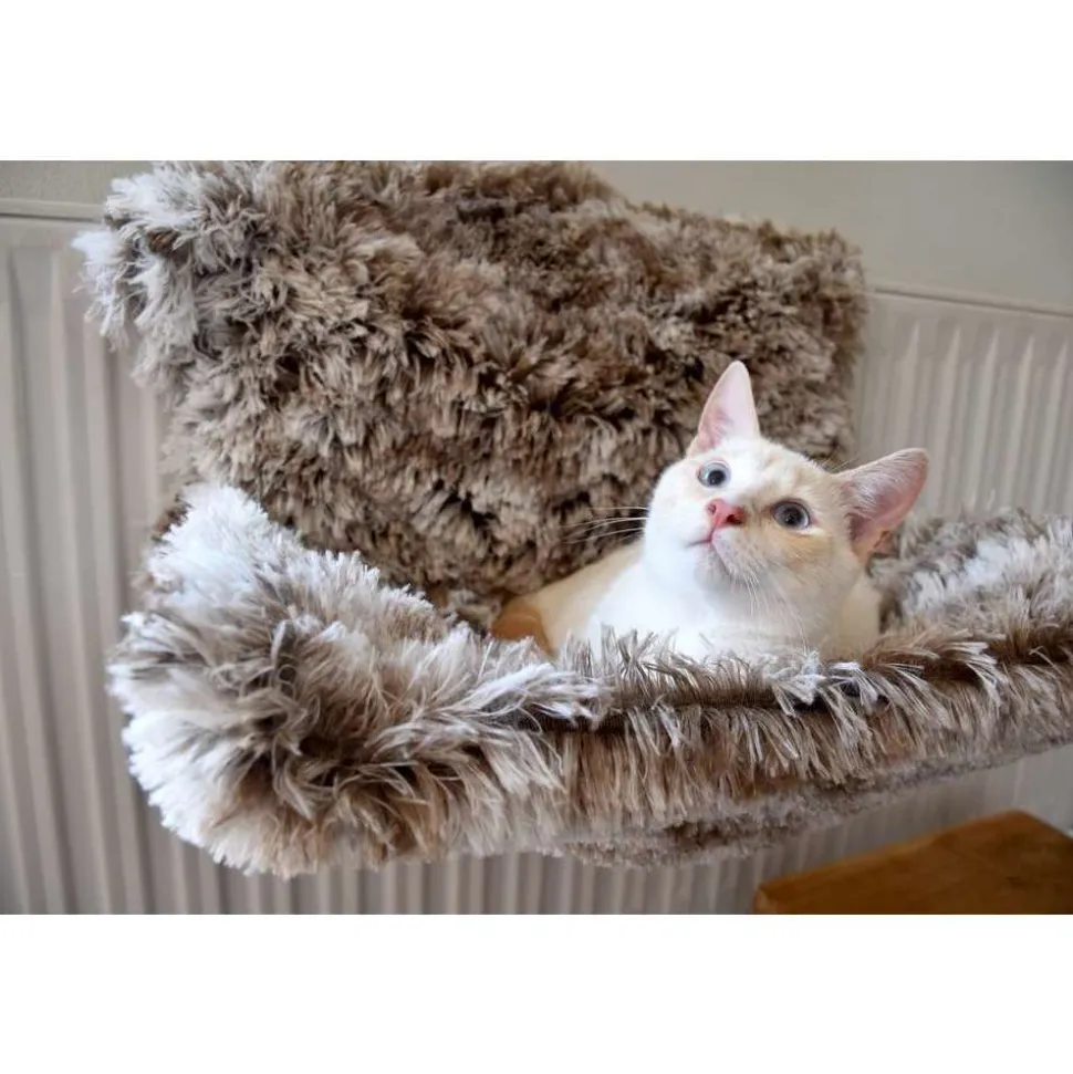 BOBBY - Hamac radiateur ''Poilu" gris 47x30x25cm pour chat