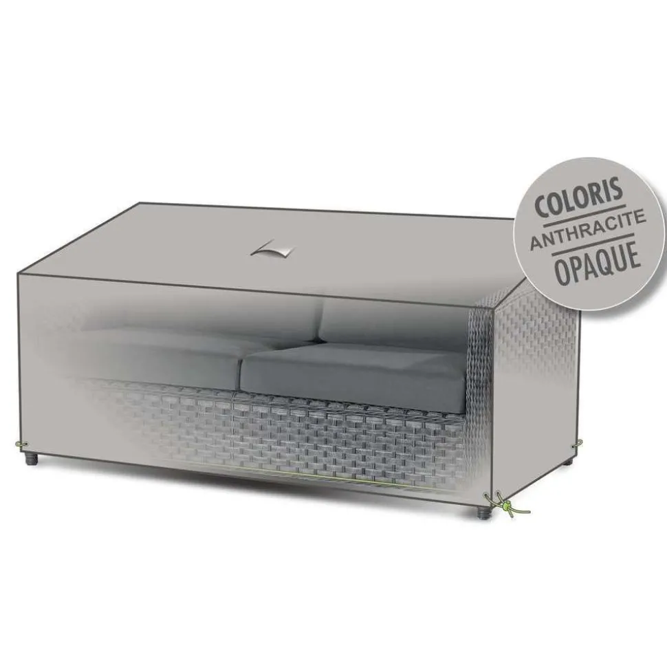 BRIGHTON - Housse pour canapé 2 places en polyester anthracite - 145x85x70 cm