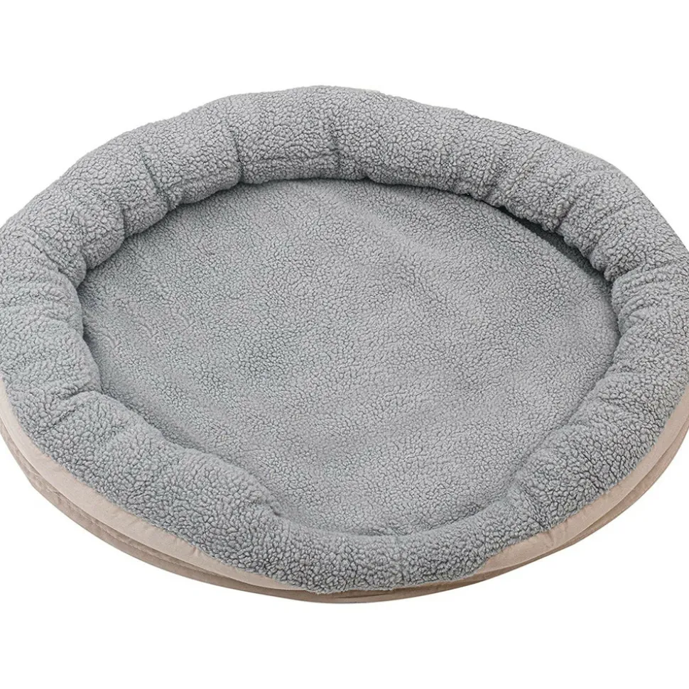 CAMRY - Panier pour chiens et chats électrique chauffant - camry cr7431, rond 76 x 58 cm, laine synthétique douce, 18 w, blanc/marron