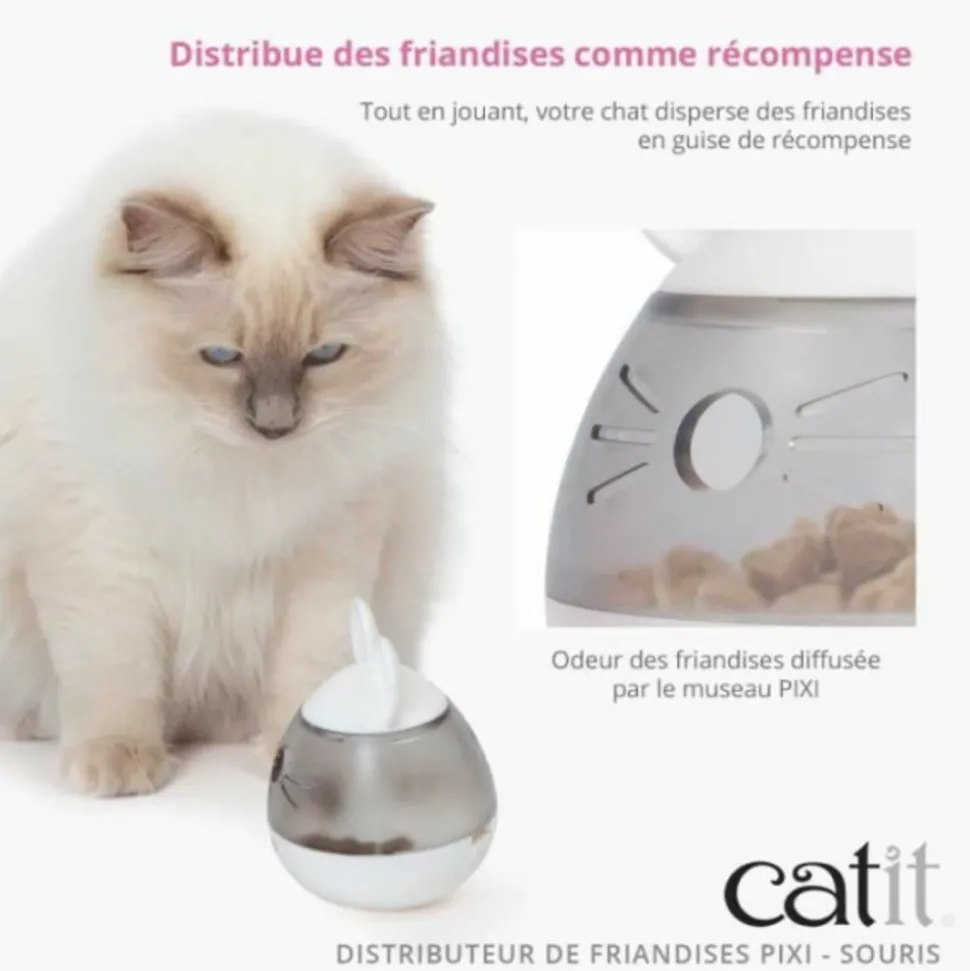 CAT IT - Distributeur de friandises pour chat - catit - pixi - design oreilles de souris - blanc