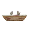 CHEMIN DE CAMPAGNE - Bain oiseaux jardin extérieur ancien béton beige vieilli 32.5x16.5cm