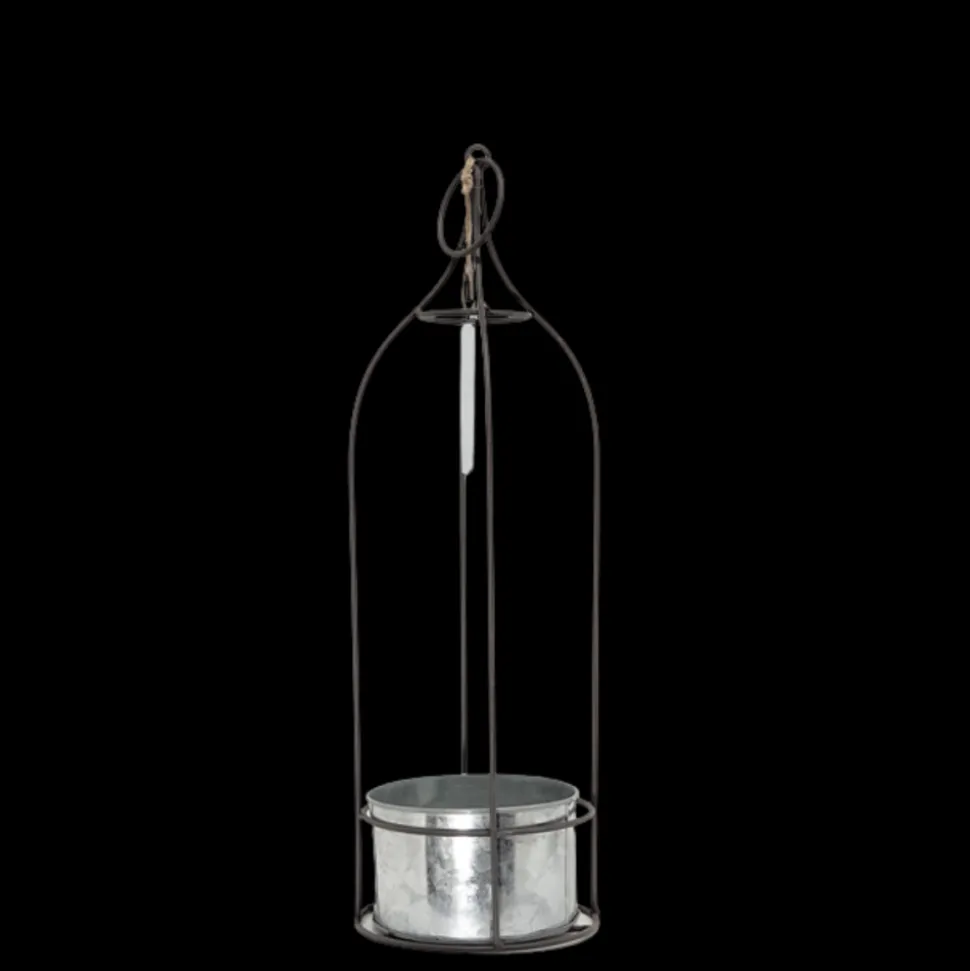 CHEMIN DE CAMPAGNE - Jardinière extérieure pot fleurs jardin métal gris ø12x41.5cm