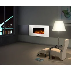 Chemin'arte cheminée électrique 2000w avec télécommande - white loft