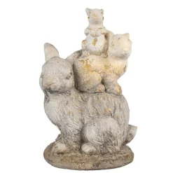 CLAYRE & EEF - Figurine lapin marron beige céramique 27x18x43cm