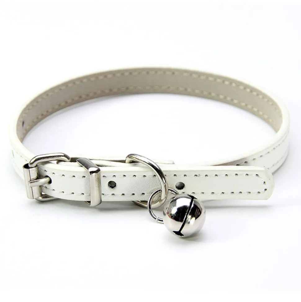 Collier pour chat avec clochette en cuir pu-S