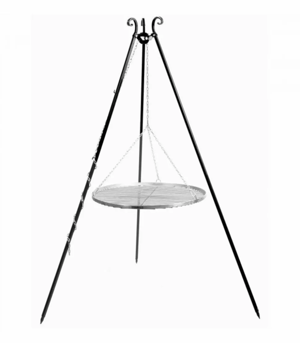 COOK - Barbecue grille de cuisson suspendu en inox 60 cm sur trépied 180 cm