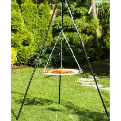 COOK - Barbecue grille de cuisson suspendu en inox 50 cm sur trépied 180 cm