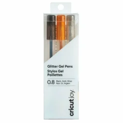 CRICUT - 3 stylos gel pailleté noir, or et argent 0,8 mm cricut