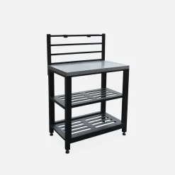 Cuisine extérieure en acier l80cm avec 2 étagères de rangement