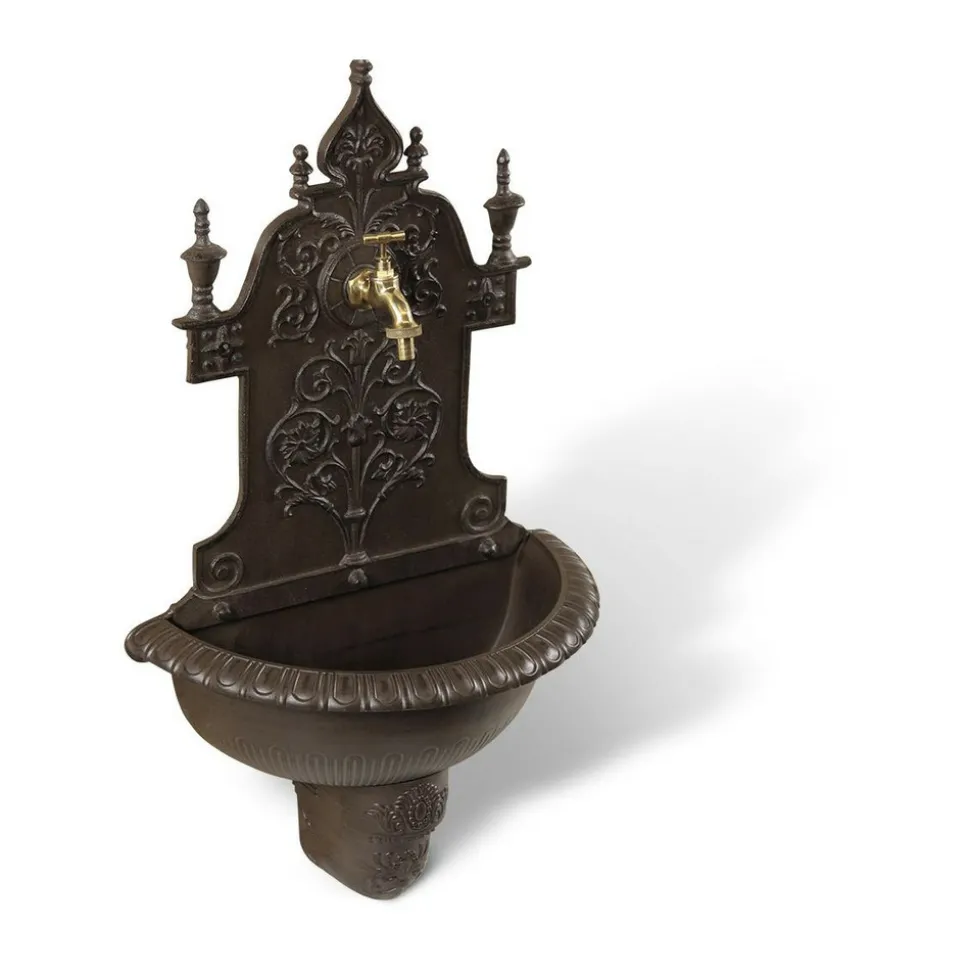 DÉCORATION D'AUTREFOIS - Fontaine de jardin aluminium marron - décoration d'autrefois