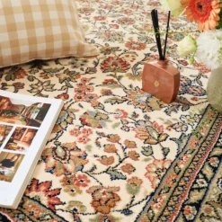 DÉCOWEB - Tapis traditionnel floral - mamie in love - corail doux - 200 x 290 cm