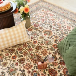 DÉCOWEB - Tapis traditionnel floral - mamie in love - corail doux - 160 x 230 cm