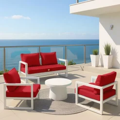 DECO ARTS - Coussins pour salon de jardin déhoussable 60x70cm rouge