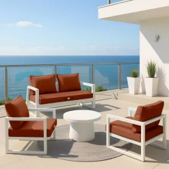 DECO ARTS - Coussins pour salon de jardin déhoussable 50x60cm terracotta
