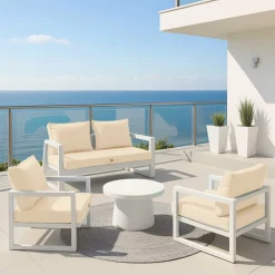 DECO ARTS - Coussins pour salon de jardin déhoussable 50x60cm beige