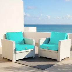DECO ARTS - Coussins pour salon de jardin déhoussable 50x60cm bleu caraïbes