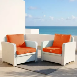 DECO ARTS - Coussins pour salon de jardin déhoussable 50x60cm orange