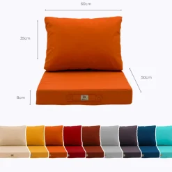 DECO ARTS - Coussins pour salon de jardin déhoussable 50x60cm orange
