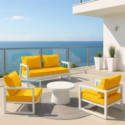 DECO ARTS - Coussins pour salon de jardin déhoussable 50x60cm jaune