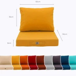 DECO ARTS - Coussins pour salon de jardin déhoussable 50x60cm jaune